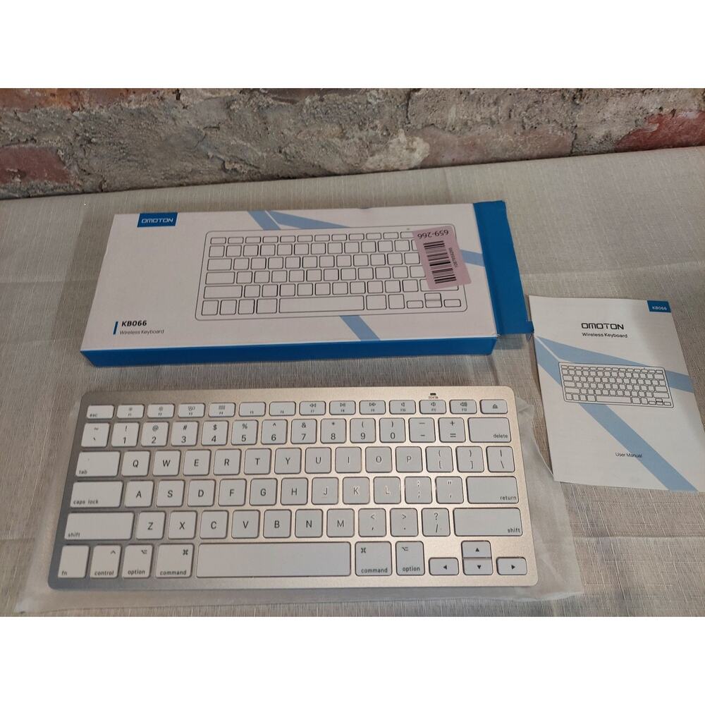 OMOTON Wireless Keyboard KB066 Bluetooth Slim Windows Mac iOS Android Silver - Picture 3 of 4